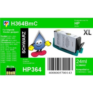 HP364B - TiDis XL Ersatzpatrone - schwarz - mit 24ml Inhalt ersetzt CN684EE/HP364BXL