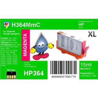 HP364M - TiDis Ersatzpatrone - magenta - mit 15ml Inhalt ersetzt CB324EE/HP364MXL