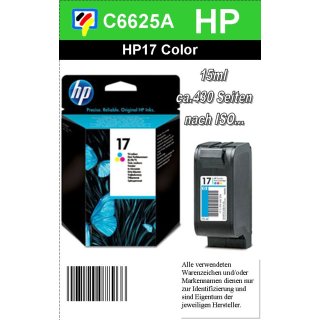 HP17CO - Original C6625AE-color-Druckpatrone mit 15ml Inhalt zum Superangebot 
